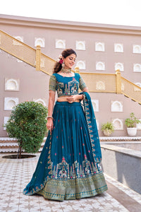 Dark Turquoise Pure Vichitra Lehenga