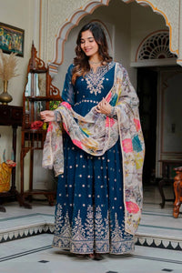 Dark Turquoise Georgette Suit