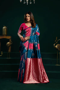 Dark Turquoise Soft Silk Saree