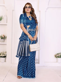 Deep Navy Blue Soft Satin Silk Saree