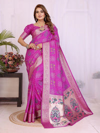 Deep Pink Soft Dola Silk Saree