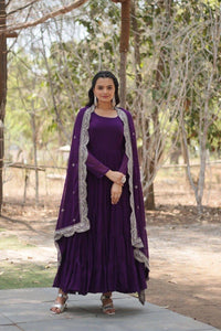 Deep Purple Faux Georgette Suit