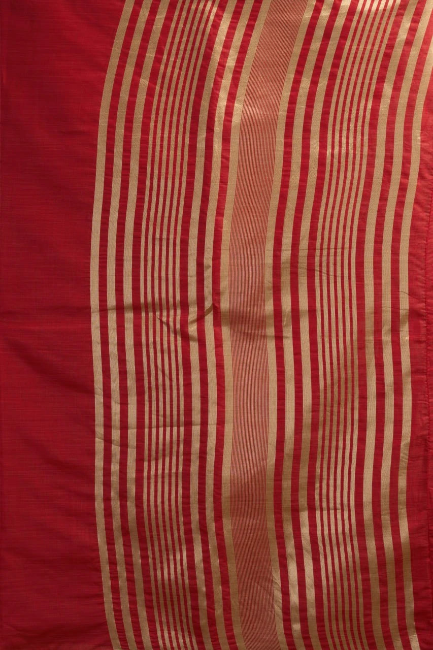 Red fabric with gold stripes