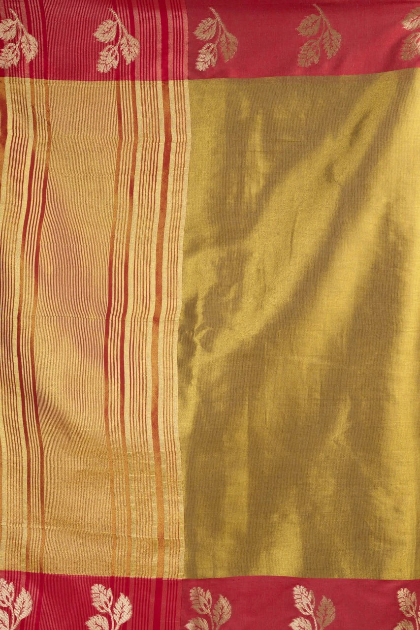 Saree with red and gold patterned border