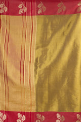 Saree with red and gold patterned border