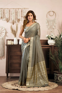 Gray Khadi Cotton Saree