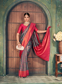 Gray Jacquard Silk Saree