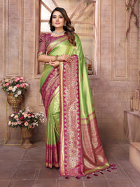 Green Pure Banarasi Tissue Silk Saree