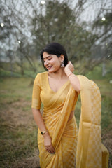 Mustard Yellow Zari Work Soft Kalyani Silk Saree