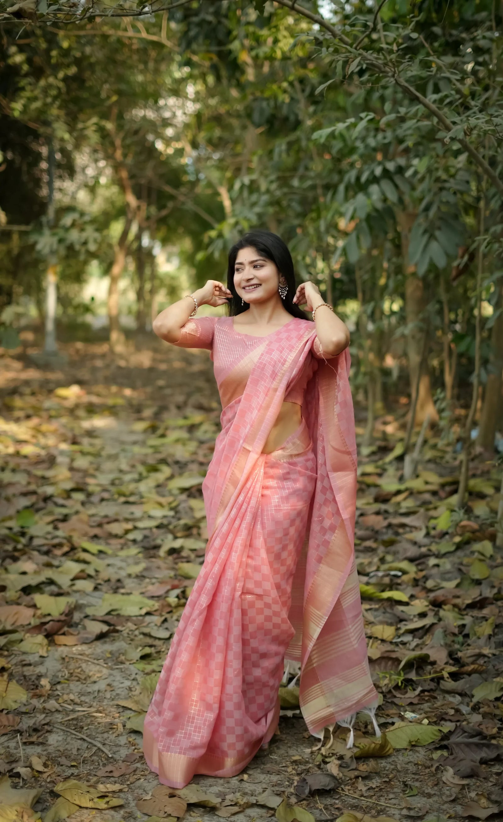 Pink Zari Work Soft Kalyani Silk Saree
