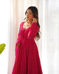 Dark Pink Laheriya Print Fox Georgette Suit – Kalyanja
