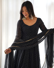 Black Laheriya Print Fox Georgette Suit