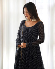 Black Laheriya Print Fox Georgette Suit
