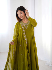 Mehendi Zari Embroidery Fox Georgette Suit