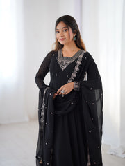 Black Zari Embroidery Fox Georgette Suit