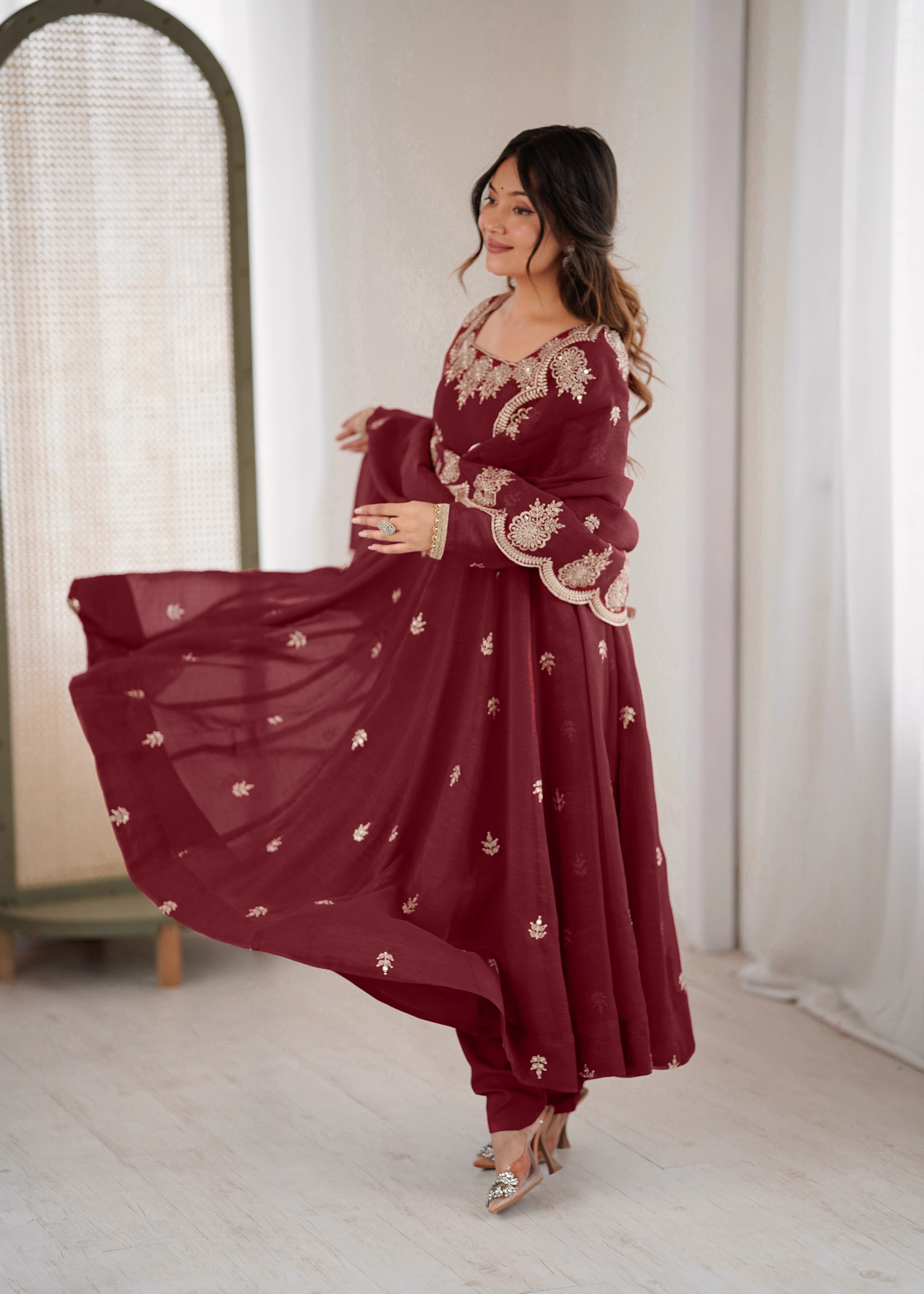 Mahek Embroidery Sequins Gown