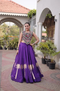 Purple Gamthi Embroidered Lehenga – Gota & Lace Work, Navratri & Festive Wear