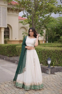Green Zari Weaving Lehenga – Viscose Jacquard, Sangeet & Wedding Wear
