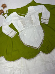Green Mirror Lace Work Lehenga – 6-meter flair lehenga in action, ideal for garba, dandiya and cultural performances