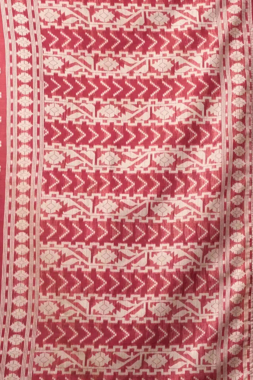 Dark Pink Jacquard Weaving Saree flat lay – full 5.5m with blouse piece, KS305 by Kalyanja