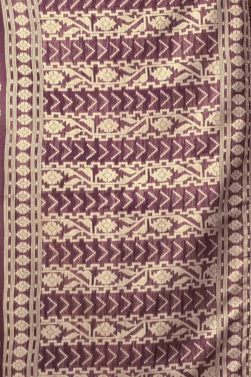 Wine Jacquard Weaving Saree flat lay – full 5.5m with blouse piece, KS305 by Kalyanja