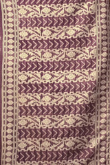 Wine Jacquard Weaving Saree flat lay – full 5.5m with blouse piece, KS305 by Kalyanja