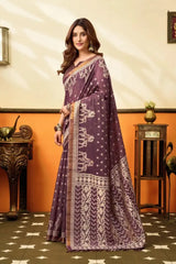 Wine Jacquard Weaving Saree side drape view – jacquard weaving detail, cotton | KS305 Kalyanja