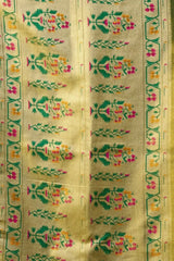Olive Green Tissue Silk Blend Jacquard Weaving Saree flat lay – full 5.5m with blouse piece, KS309 by Kalyanja