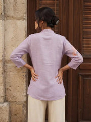 Lavender Embroidered Short Kurti – Back View | Covered Back | Kalyanja