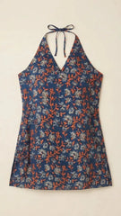 Navy Blue Digital Floral Print Short Kurti – Flat Lay View | Cotton Blend | Kalyanja