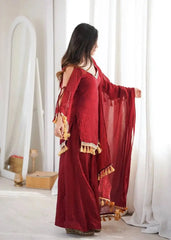 Maroon Suit – Tassel Border dupatta close-up showing fringe detail