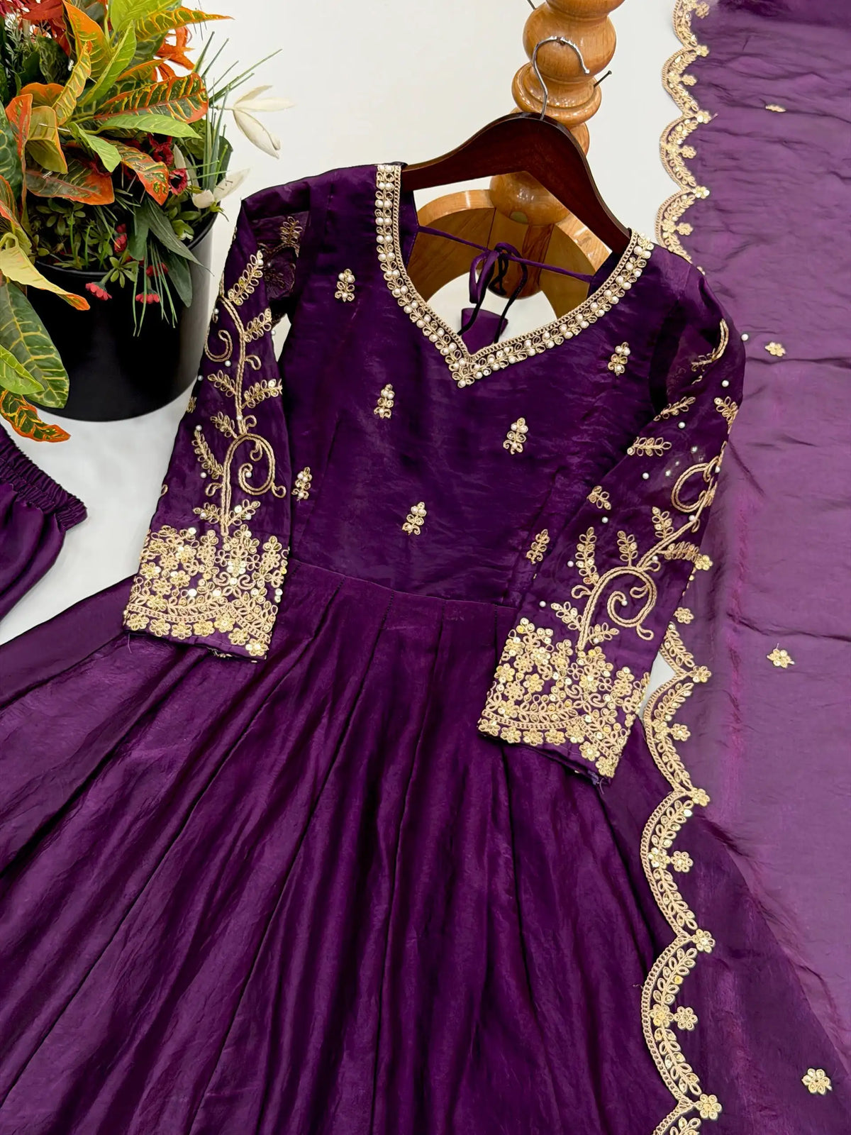 Purple Anarkali Suit – full-length final model pose showing complete festive set