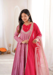 Pink Embroidered Anarkali Suit – final full-length model pose