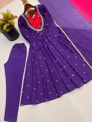 Purple Anarkali Suit – second full-length pose showing two-tone design and ombre dupatta