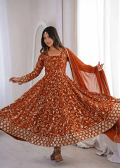 Orange Sequins Embroidered Suit – Full Flair Twirl Shot | KU248 | Kalyanja