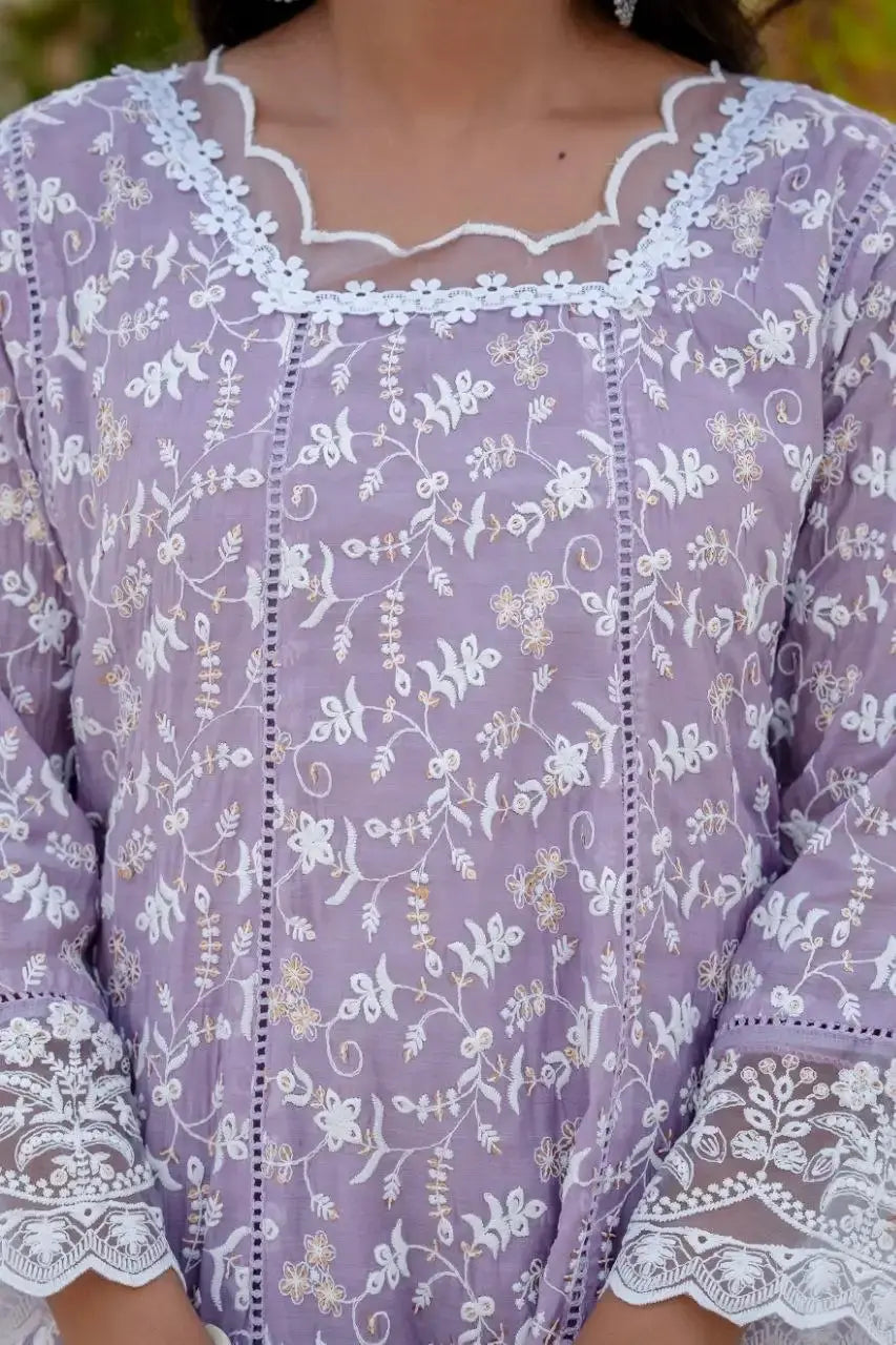 Lavender Sequins Suit palazzo set side view