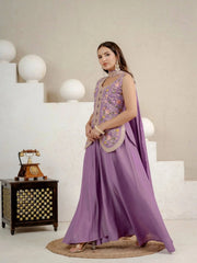 Lavender Sequins Embroidered Suit – Side Angle View