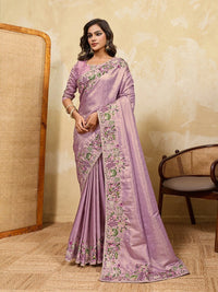 Lavender Pink Soft Kanjivaram Silk Saree
