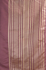 Striped fabric with alternating purple and beige stripes on a plain background