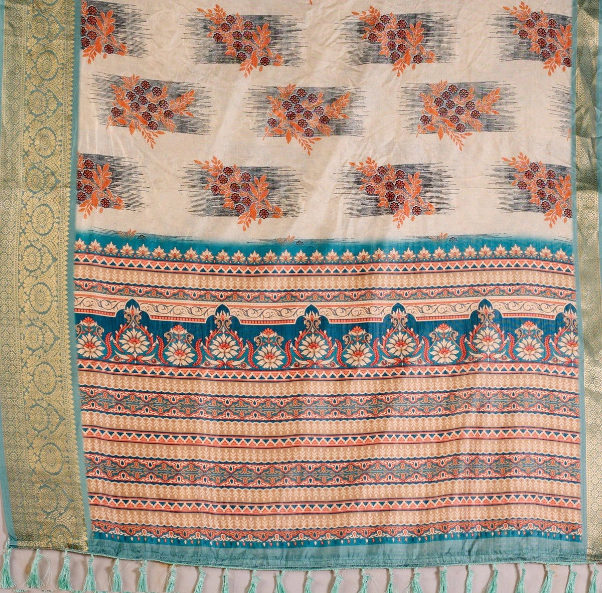 Decorative fabric with intricate patterns and colors