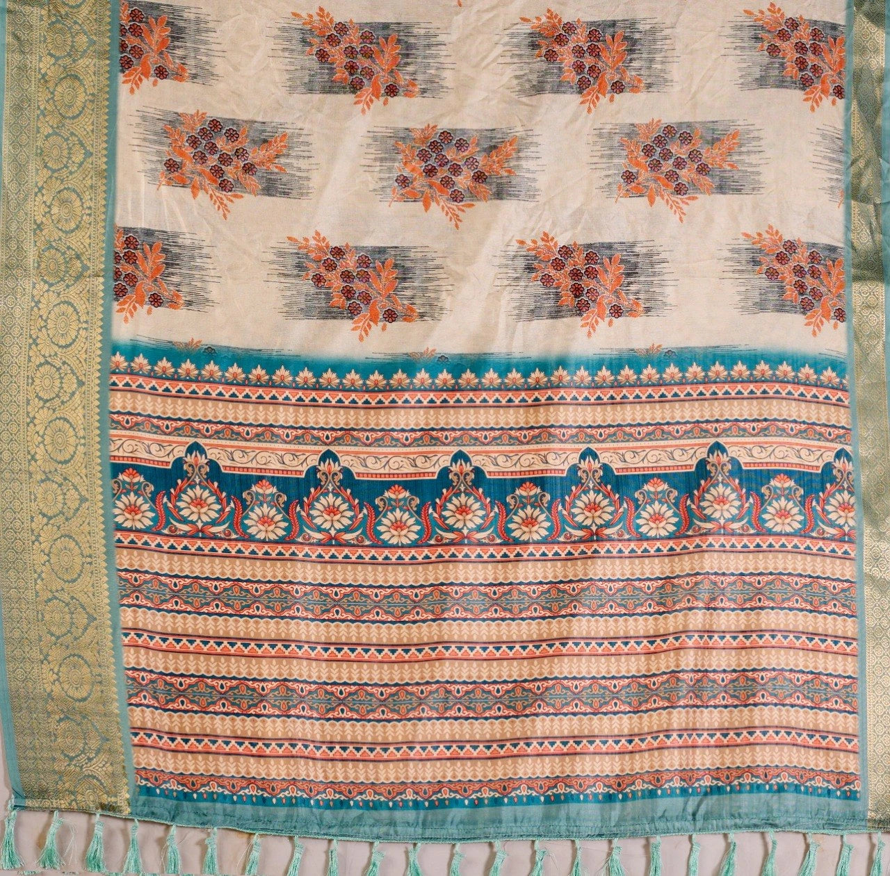 Decorative fabric with intricate patterns and colors