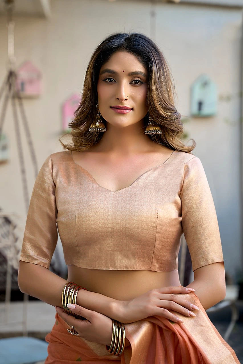 Woman wearing a traditional outfit with a blurred background