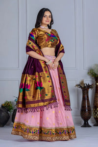 Light Pink Lichi Silk Lehenga