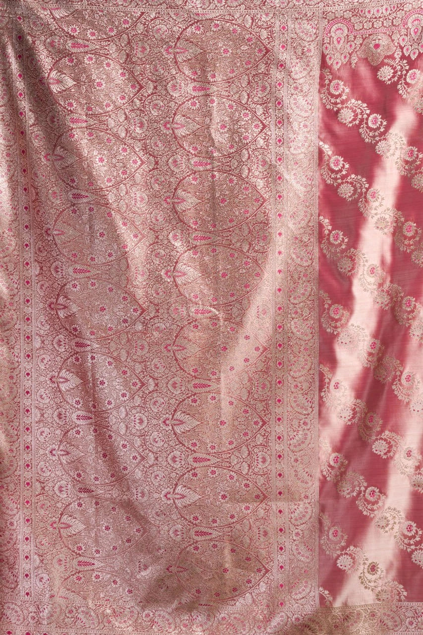 Patterned fabric with a mix of pink and beige colors