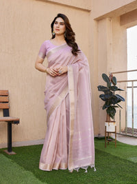 Light Pink Soft Tissue Linen Silk Saree
