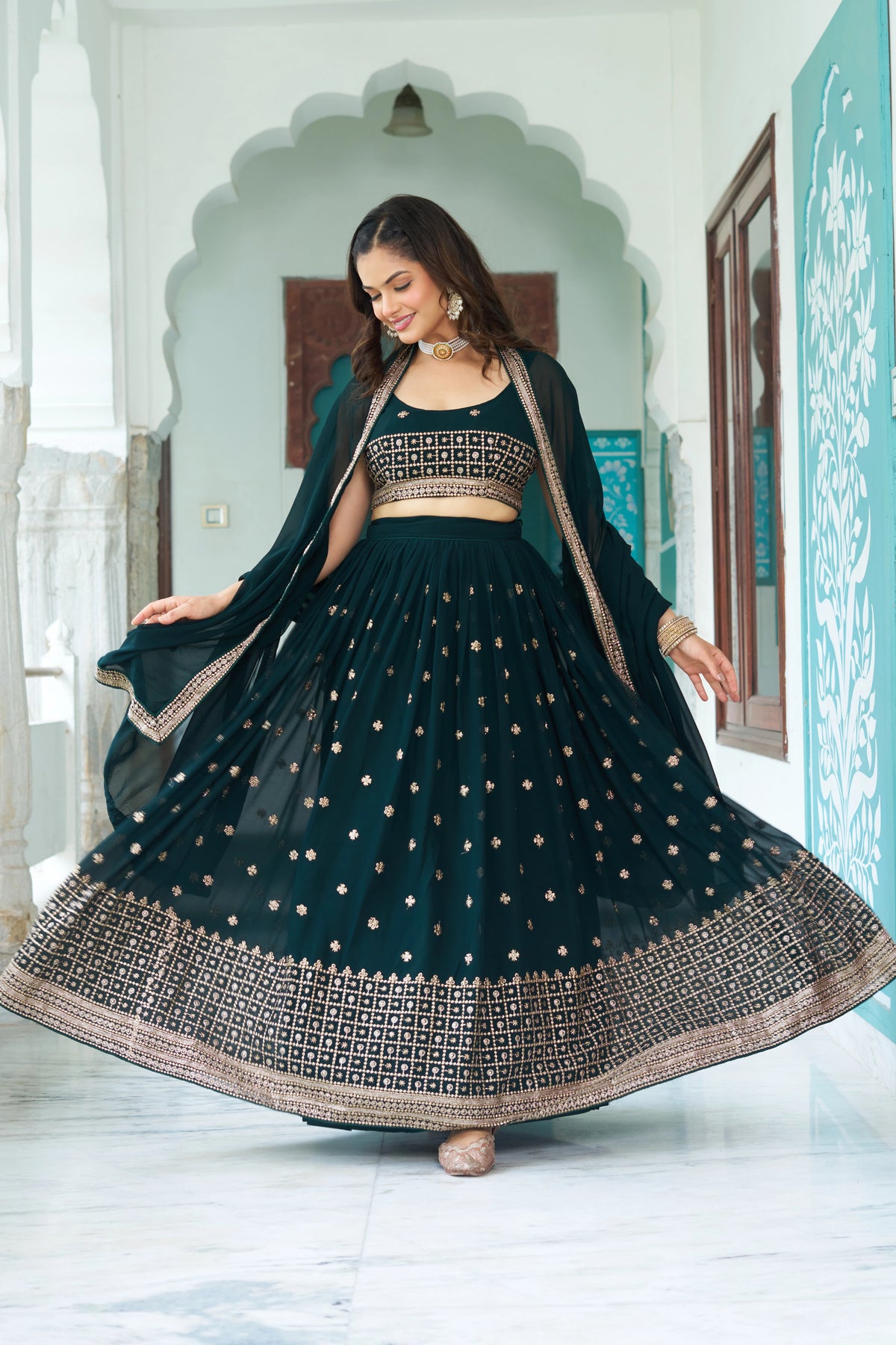 Naira Fox Georgette Lehenga - kalyanja