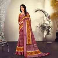 Maroon Traditional Printed Pattern Cotton Saree