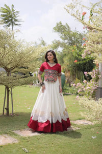 Maroon Roman Lehenga