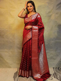 Maroon Soft Banarasi Silk Saree