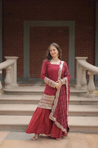 Maroon Faux Georgette Suit